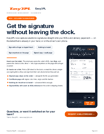 First page of Document e-signatures