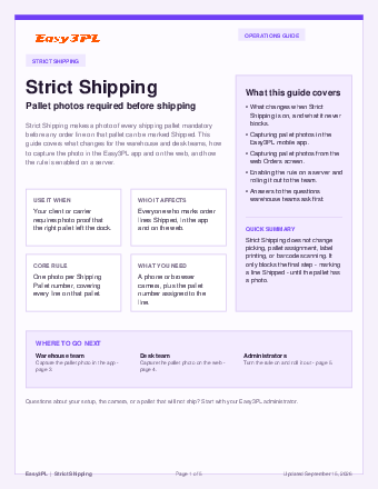First page of Strict shipping